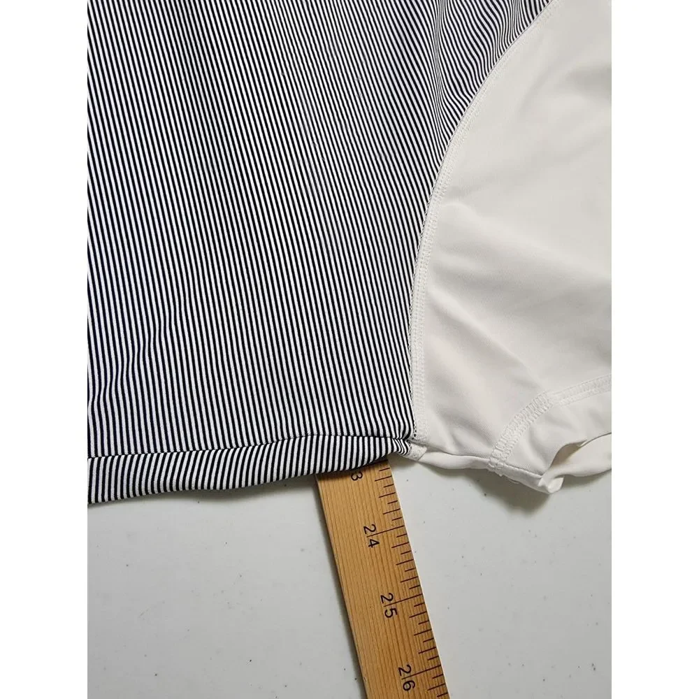 Navy Blue & White UPF Sun Protection PETER MILLAR Short Sleeve Zip Polo Shirt